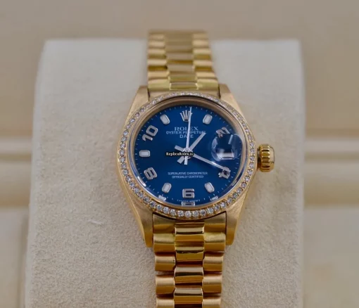 Special Replica Rolex Oyster Perpetual Lady Date 6916 Caliber 2035 Automatic Movement 26mm Yellow Gold Case Womens Watch - Image 12