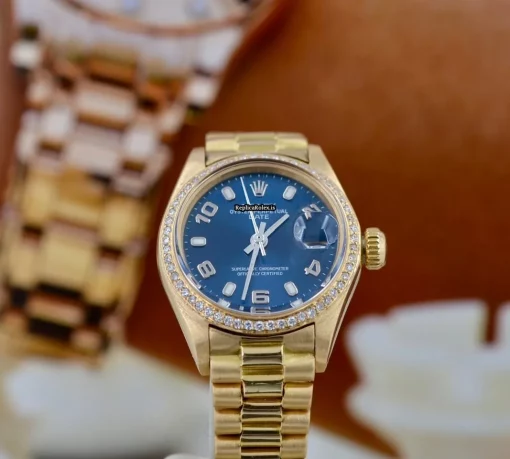 Special Replica Rolex Oyster Perpetual Lady Date 6916 Caliber 2035 Automatic Movement 26mm Yellow Gold Case Womens Watch - Image 15