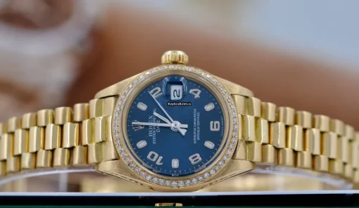 Special Replica Rolex Oyster Perpetual Lady Date 6916 Caliber 2035 Automatic Movement 26mm Yellow Gold Case Womens Watch - Image 3