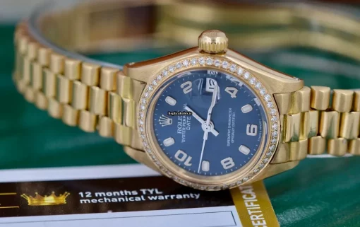 Special Replica Rolex Oyster Perpetual Lady Date 6916 Caliber 2035 Automatic Movement 26mm Yellow Gold Case Womens Watch - Image 7